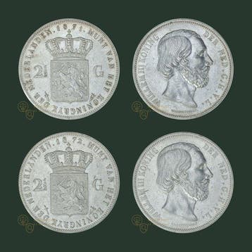 Nederland. Willem III. 2 1/2 Gulden 1871 & 1872 (2