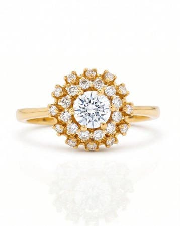 Statement ring - 14 karaat Geel goud - 0.66ct. tw. Diamant, Sieraden, Tassen en Uiterlijk