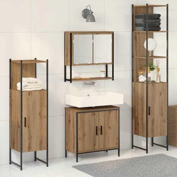 vidaXL Badkamermeubelset 4 st Bruin 33 x 33 x 185,5 cm, Verzenden, Nieuw, Overige typen