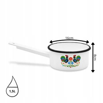 Emaille Steelpan 1,5 Liter – Geëmailleerde Sauspan 16 cm met, Huis en Inrichting, Keuken | Potten en Pannen, Ophalen of Verzenden