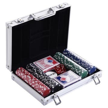 TRUUSK Pokerset 200 Pokerchips - 2x Pak Kaarten - 5x Dobbels, Verzenden, Nieuw