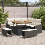 vidaXL Tuinbankenset met kussen 8 pcs Zwart poly rattan, Verzenden, Nieuw, Rotan, 8 zitplaatsen