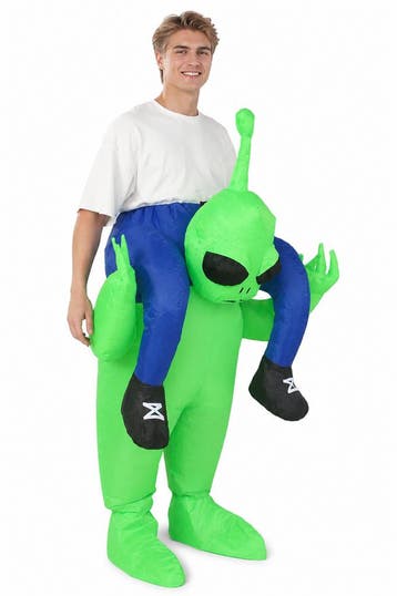 KIMU® Opblaas Kostuum Gedragen op Nek van Alien Opblaasbaar, Carnaval, Nieuw, Overige maten, Ophalen of Verzenden