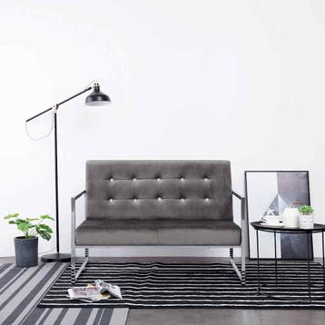vidaXL Tweezitsbank met armleuningen chroom en fluweel, Verzenden, Minder dan 150 cm, Stof, Nieuw