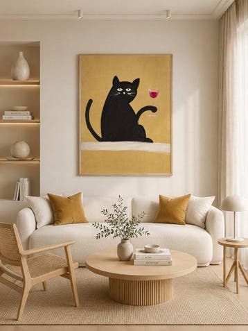 Tetiana Zaitseva - Acrylic Painting XL Wine Cat no 258