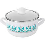 Emalia Camellia kookpan – 18 cm – 3,0 L – Wit/Groen – Retro, Ophalen of Verzenden, Nieuw