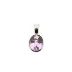 Platina hanger met roze amethist (Hanger of bedel), Sieraden, Tassen en Uiterlijk, Bedels, Ophalen of Verzenden, Gebruikt, Overige materialen