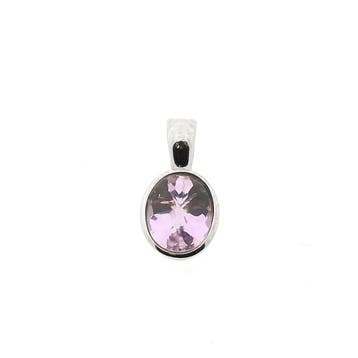 Platina hanger met roze amethist (Hanger of bedel), Sieraden, Tassen en Uiterlijk, Bedels, Ophalen of Verzenden, Gebruikt, Overige materialen