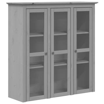 vidaXL Kast met glazen deuren BODO massief grenenhout grijs, Minder dan 50 cm, Verzenden, 100 tot 150 cm, Nieuw