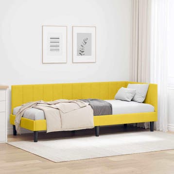 vidaXL Hoekbedframe Geel 80 x 200 cm Fluweel, Verzenden, Nieuw, Eenpersoons, Stof