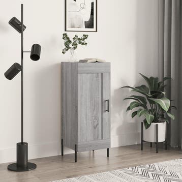 vidaXL Dressoir 34,5x34x90 cm bewerkt hout grijs sonoma, Verzenden, Nieuw, Overige houtsoorten, Minder dan 50 cm
