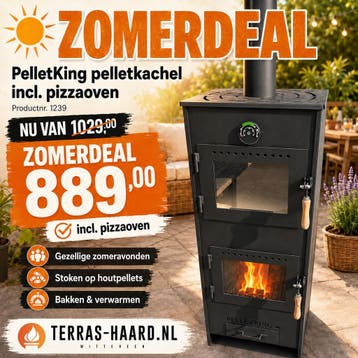 Pelletkachel met pizzaoven voor terras overkapping, Verzenden, Nieuw, Pelletking