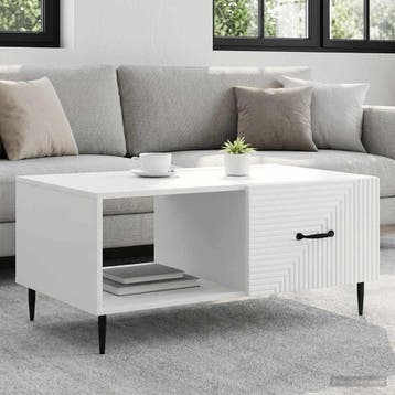 vidaXL Salontafel Wit 90 x 50 x 40 cm Bewerkt hout, Huis en Inrichting, Tafels | Salontafels, Verzenden, Nieuw, Overige houtsoorten