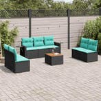 vidaXL 8-delige tuinbankset met kussens, zwart polyrotan, Verzenden, Nieuw, Rotan