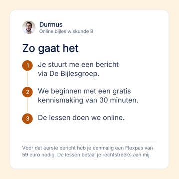 Wiskunde B bijles online voor vmbo tot en met vwo, Privéles, Bijles