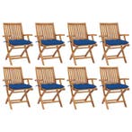 vidaXL Tuinstoelen 8 st inklapbaar met kussens massief, Verzenden, Nieuw, Hout