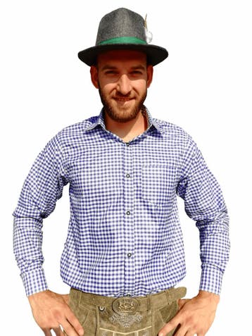 Tiroler overhemd blauw-wit, Verzenden, Nieuw, Feestartikel