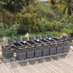 vidaXL 19-delige Tuinset met kussens poly rattan grijs, Nieuw, 8 zitplaatsen, Tuinset, Verzenden