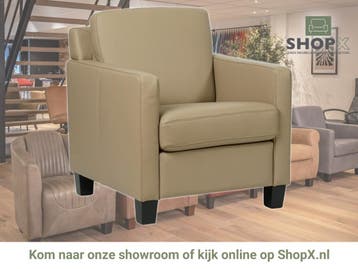 Leren fauteuil Smart - Massif Safari (taupe/grijs) - Poten, Nieuw, Ophalen of Verzenden, Bohemian, Eigentijds, Modern, Retro, 50 tot 75 cm