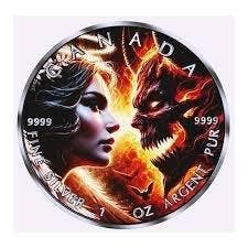 Canada. 5 Dollars 2025 Maple Leaf Angels and Devils , 1 Oz