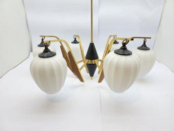 Kroonluchter - Glas, Hout, Metaal
