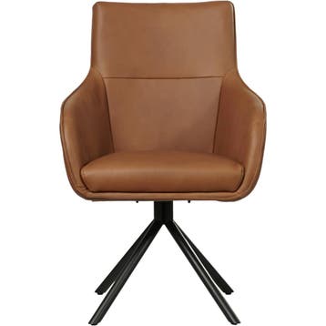 Leren draaibare eetkamerstoel Fancy - Rancho Cognac, Ophalen of Verzenden, Nieuw, Leer, Industrieel, Modern, Scandinavisch
