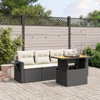 vidaXL 5-delige Loungeset met kussens poly rattan zwart, Verzenden, Nieuw, Loungeset