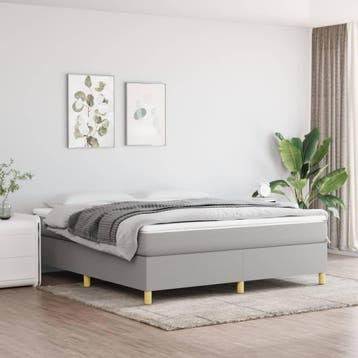vidaXL Boxspring met matras stof lichtgrijs 160x200 cm, Verzenden, 200 cm, 160 cm, Nieuw