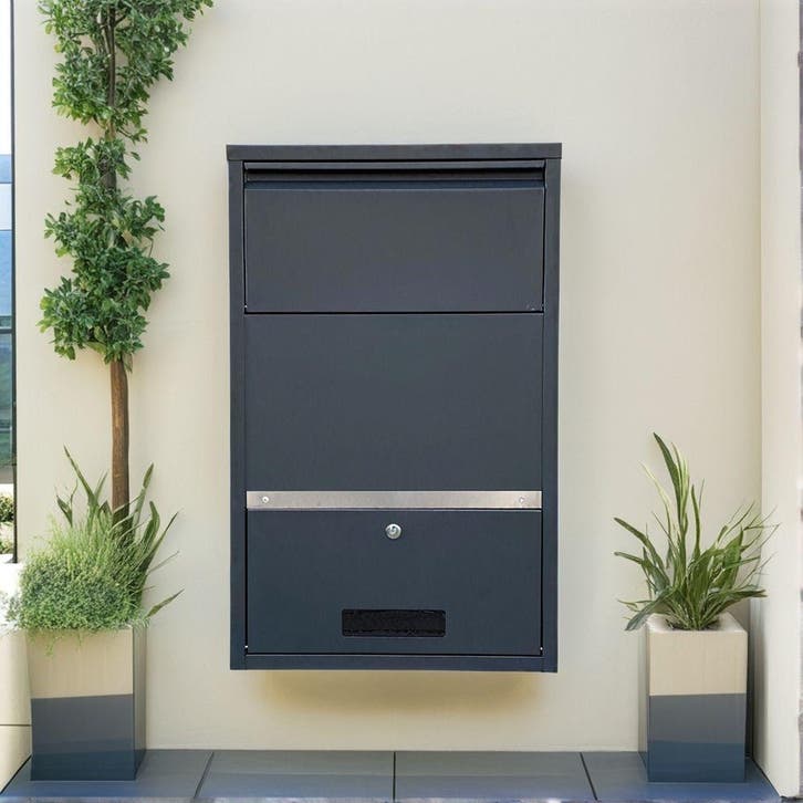 Pakketbrievenbus Antraciet | Incl. accessoires, Tuin en Terras, Brievenbussen, Wandbrievenbus, Nieuw, Rvs, Verzenden