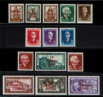 Duitse bezetting 1943 - DellAlbania. MNH - Sassone 36 - 51, Gestempeld