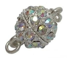 Magneet slotje 8 x13mm gat: 1mm  zilverkleur met strass AB, Ophalen of Verzenden, Nieuw, Overige typen