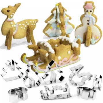 Ruhhy Kerst Snijset - 3D Koekjesvormen - Roestvrij Staal..., Ophalen of Verzenden, Nieuw