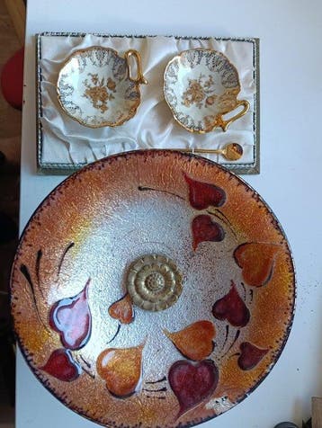 Limoges - Fruitschaal (4) - Kristal, Emaille, Brons, Zijde -, Antiek en Kunst