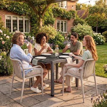 Tuintafel Inca aluminium, uitschuifbaar, houtlook - zwart, Tuin en Terras, Verzenden, Nieuw
