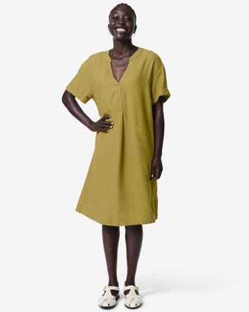 HEMA Damesjurk Sola loose fit groen, Kleding | Dames, Jurken, Verzenden, Nieuw, Groen