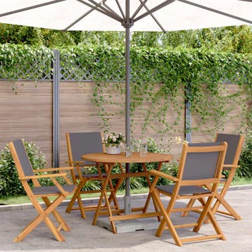 vidaXL 5-delige Tuinset massief hout en stof, Tuin en Terras, Verzenden, Nieuw, Hardhout, Tuinset