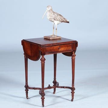 Palissander tafeltje met 2 hangoren een lade en  opklapbare, Ophalen of Verzenden