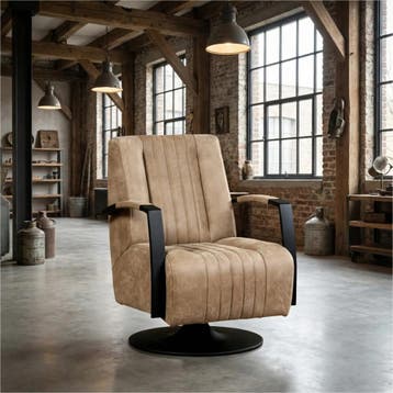 Leren draaifauteuil Galaxy - Kenia Taupe (taupe/bruin) -, Nieuw, Ophalen of Verzenden, 50 tot 75 cm, Industrieel, Modern
