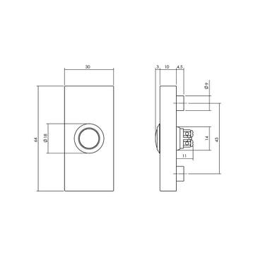 Intersteel deurbel rechthoekig 65x30x10mm verdekt - RVS, Huis en Inrichting, Deurbellen, Verzenden, Nieuw