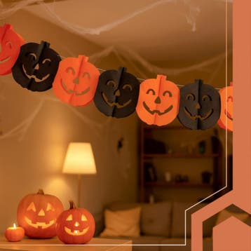 Ruhhy Halloween slinger 3 meter met oranje en zwarte pomp..., Ophalen of Verzenden, Nieuw
