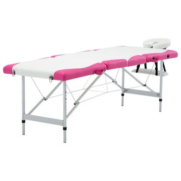 vidaXL Massagetafel inklapbaar 4 zones aluminium wit en roze, Sport en Fitness, Verzenden, Nieuw