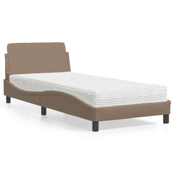 vidaXL Bed met matras Dover kunstleer cappuccinokleurig, Overige materialen, Eenpersoons, Bruin, Verzenden