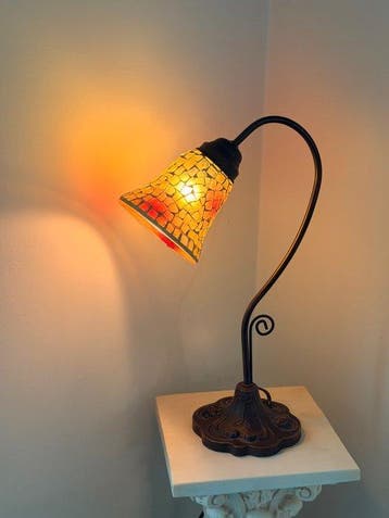 Tafellamp - Glas, Metaal - vintage tafellamp