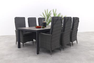 VDG Darwin/Kings tuinset antraciet - 220x100 cm., Verzenden, Nieuw, Wicker, Tuinset