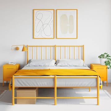vidaXL Nachtkastjes 2 st 36x39x50,5 cm staal mosterdgeel, Minder dan 45 cm, Nieuw, Minder dan 55 cm, Verzenden