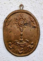 Heilig medaillon met Griekse sleutel - Antiek - Verzilverd