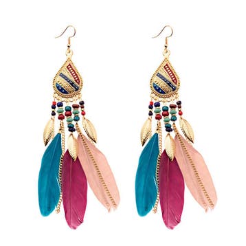 Fako Bijoux - Oorbellen - Bohemian - Veren, Blaadjes &, Verzenden, Nieuw