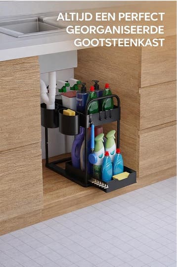2dekans | Heldenwerk Gootsteenorganizer - 2 Laags - In, Ophalen of Verzenden, Zo goed als nieuw