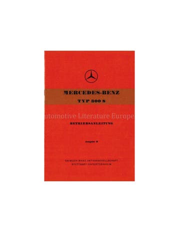 1953 MERCEDES BENZ TYPE 300S INSTRUCTIEBOEKJE DUITS