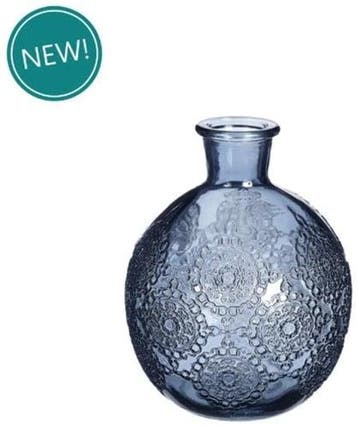 Gekleurd glazen flesje bologna vaasje kandelaar dark blue, Ophalen of Verzenden, Nieuw